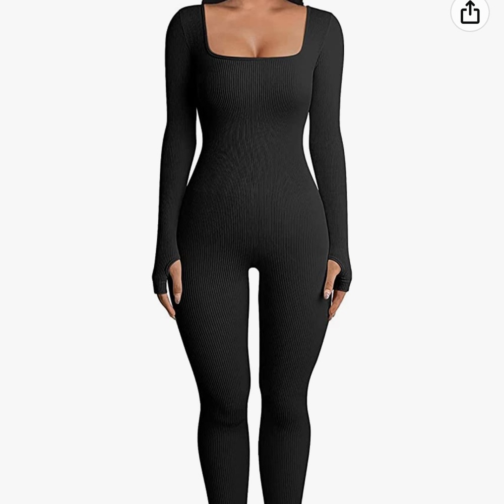 Women Lo Bodycon Jumpsuit Romper Ribbed Knit Yoga One Piece Bodysuit Tracksuit
